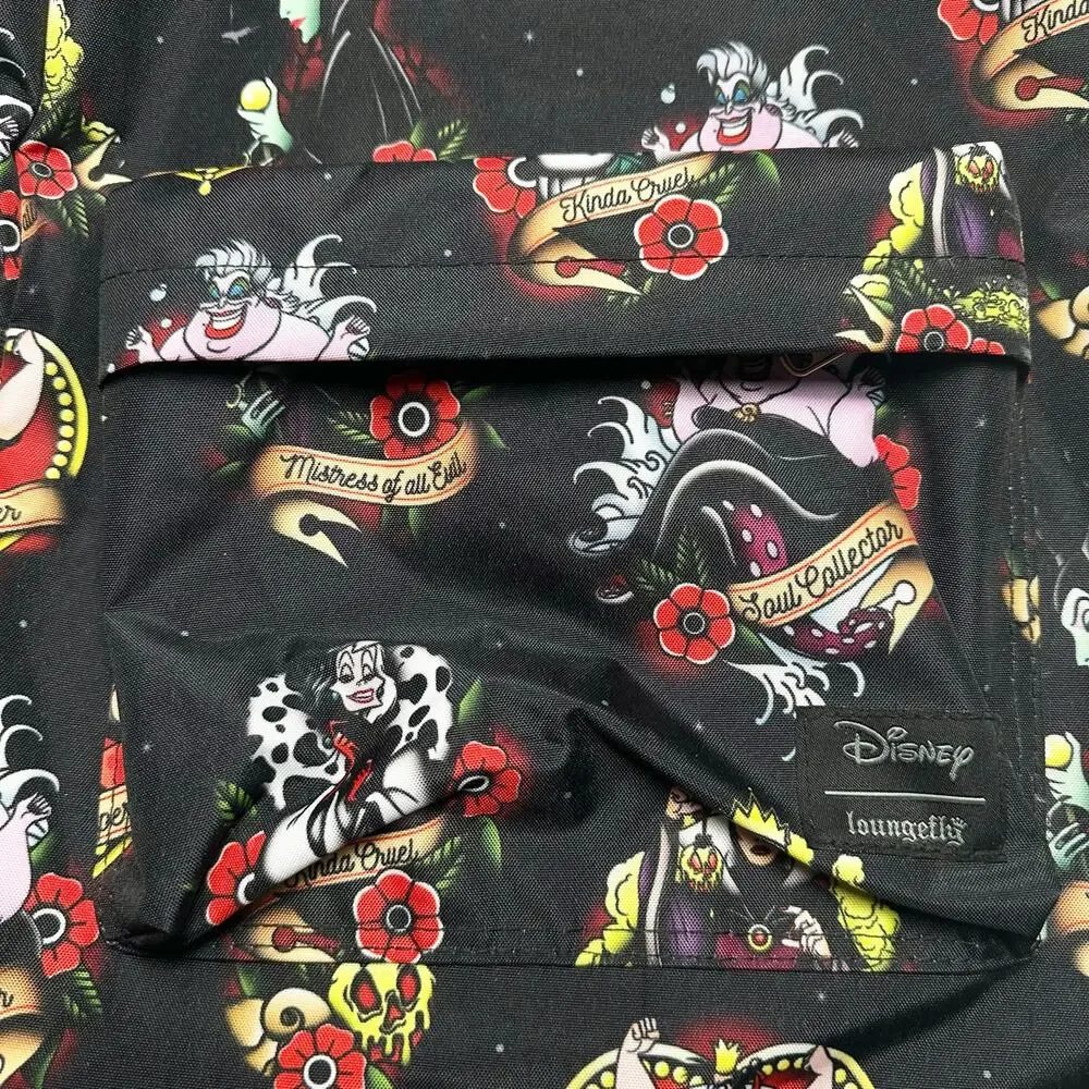 Disney x Loungefly | Unisex | Disney Villains Tattoo Art Black Backpack | OS